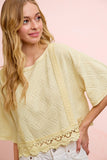 Patterned Knit Half Sleeves Cropped Top