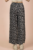 Side Stripe Tape Detail Leopard Wide Leg Pants