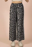 Side Stripe Tape Detail Leopard Wide Leg Pants