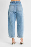 High Rise Crop Wide Barrel Cargo Pocket Pants