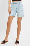 High Rise Patch Pocket Cuffed Relaxed Shorts
