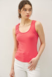 Ribbed Scoop Neck Tank W/ Raw Seam