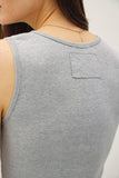 Ribbed Scoop Neck Tank W/ Raw Seam