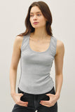 Ribbed Scoop Neck Tank W/ Raw Seam