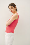 Ribbed Scoop Neck Tank W/ Raw Seam