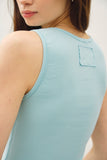 Ribbed Scoop Neck Tank W/ Raw Seam