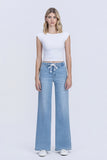 High Rise Elastic Wb With Drawstring Wide Leg Jean