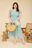 Curvy Tiered Smocked Short Sleeve Midi Dress