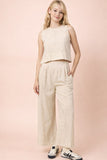 Solid Woven Linen Sleeveless Top & Pants Set