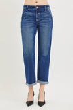 Slouchy Cropped Boyfriend Jeans With Cuffed Hem