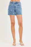 High Rise Shorts With Embroidered Details