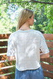 Stripe Exposed Seam Henley Boxy Knit Top