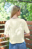 Stripe Exposed Seam Henley Boxy Knit Top