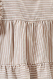 Ruffled Cap Sleeve Front Tie Stripe Top