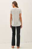Linen Blended Striped Relaxed Tee