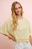 Patterned Knit Half Sleeves Cropped Top
