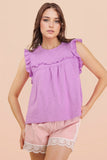 Ruffle Detail Solid Knit Top Ruffle Detail Solid Knit Top
