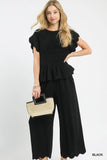 Linen Blend Smocked Peplum Top