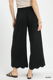 Linen Blend Scallop Hem Wide Leg Pants