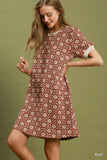 Floral Textured Puff Sleeve Mini Dress