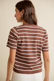Stripe Lightweight Sweater Cardigan With Button