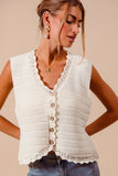 Buttoned Front Texture Knitted Sweater Vest With S