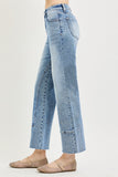 Mid Rise Ankle Straight Seamed Jeans