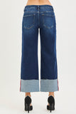 Tummy Control Mid Rise Crop Wide Cuffed Jeans