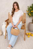 Side Tie Detail Sleeve Lace Trim Woven Top