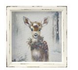 16" Winter Fawn W/wreath Screen