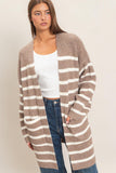 Open Front Stripe Cardigan