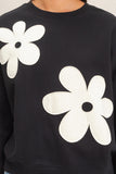 Floral Applique Crew Neck Sweatshirt Floral Applique Crew Neck Sweatshirt