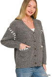 Hand Made Stitch Detailed Cardigan Sweater