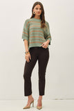 Half Sleeve Striped Sweater