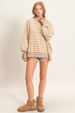 Striped Mock Neck Sweatshirt