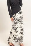 Contrast Velvet Print Maxi Skirt