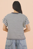Oversized Ruffle Sleeve Casual Stripe Knit Top
