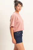 Seam Detail Short Sleeve Knit Top