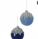 4" Vlvt W/ice Sequin Ball Ornament