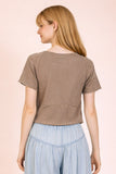 Mineral Washed Knit Fitted Casual Crop Top
