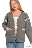 Hand Made Stitch Detailed Cardigan Sweater