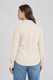 Plus Stripe Collared Long Sleeve Button Down Shirt