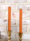 2 Pc Orange Led Taper Candle Set