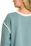 Fleece Contrast Trim Piping Detail Sweatshirts
