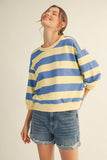 V-notched Bold Stripe Casual Top