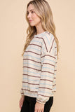 Womens Textured Stitch Detail Long Sleeve Knit Top