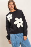 Floral Applique Crew Neck Sweatshirt Floral Applique Crew Neck Sweatshirt