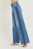 Slouchy Wide Leg Jeans With Side Shadow Stripe Detail