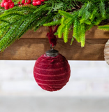 3" Burgundy Velvet Ball Ornament