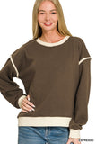 Fleece Contrast Trim Piping Detail Sweatshirts